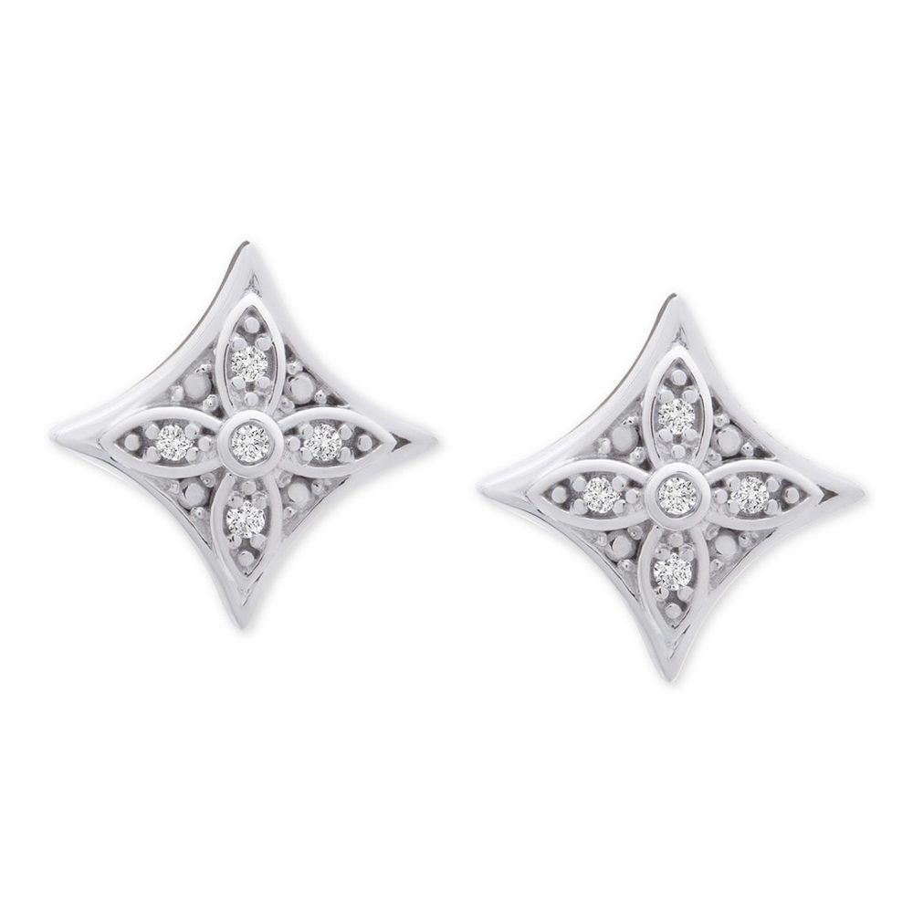 💎✨Diamond Star Stud Earrings (1/10 ct. t.w.) in Sterling Silver NWT